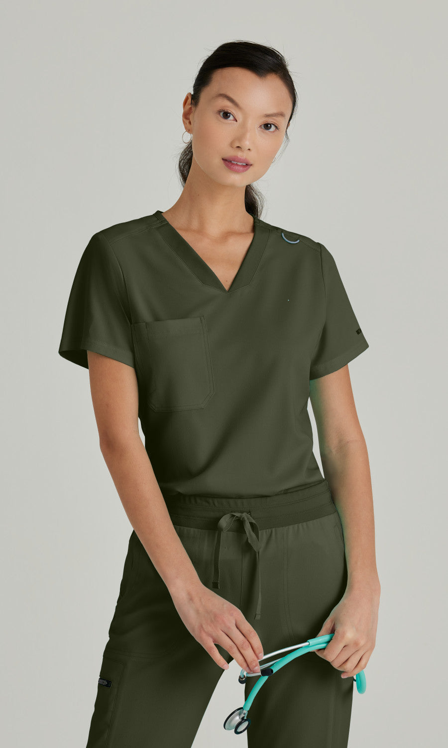 Grey's Anatomy Stretch GVST028 Bree Scrub Top Olive