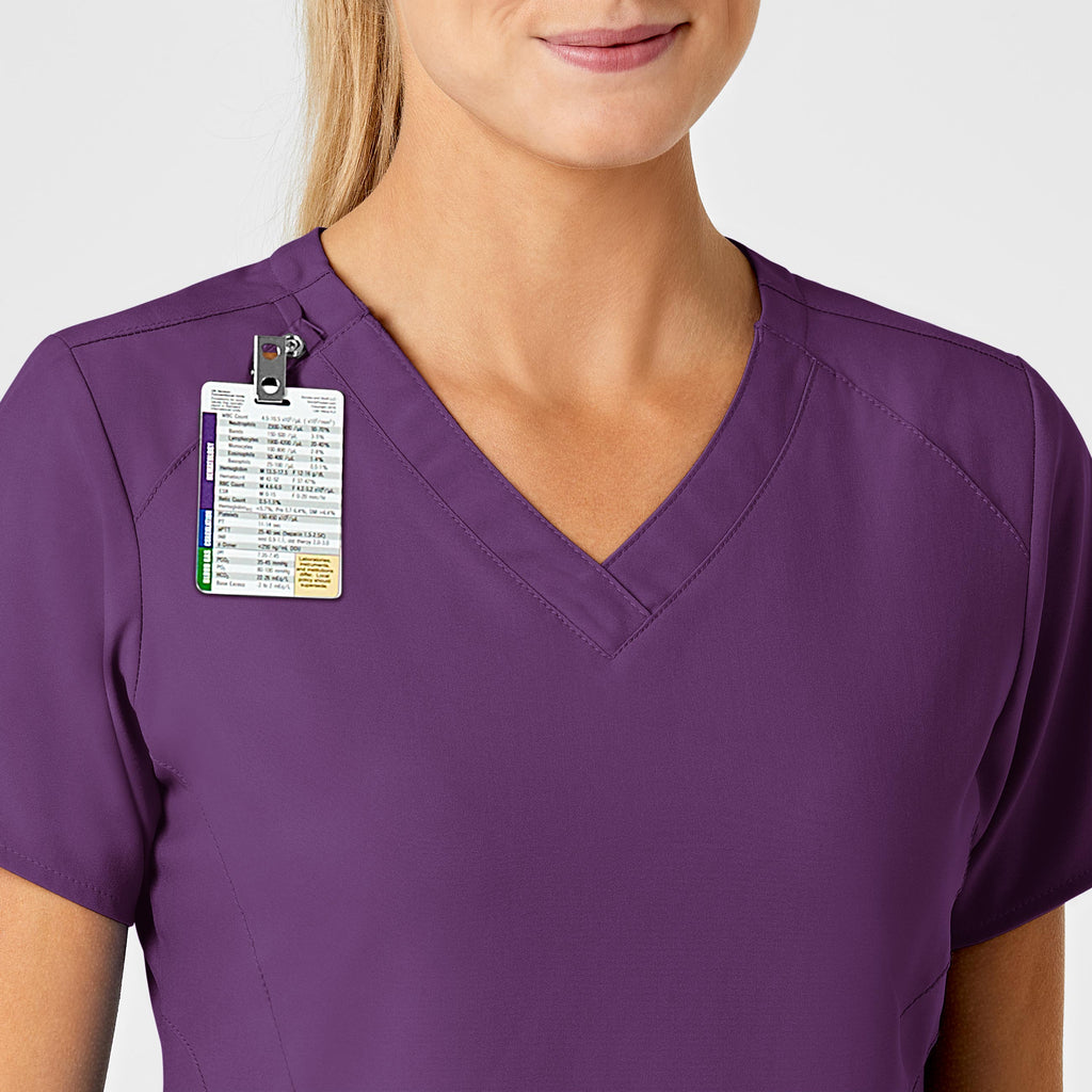 W123 6155 Stylized V-Neck Scrub Top Eggplant