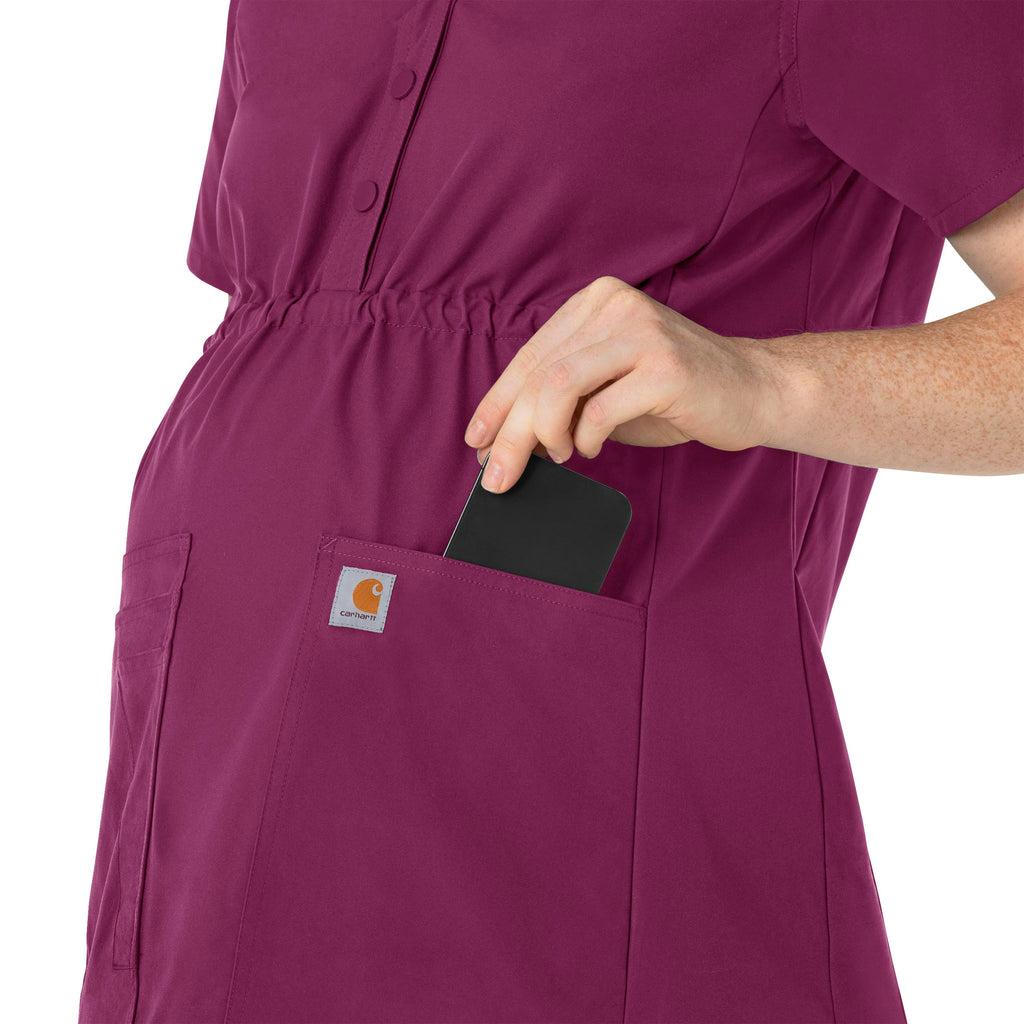 Force Essentials C14113 Henley Maternity Scrub Top Wine