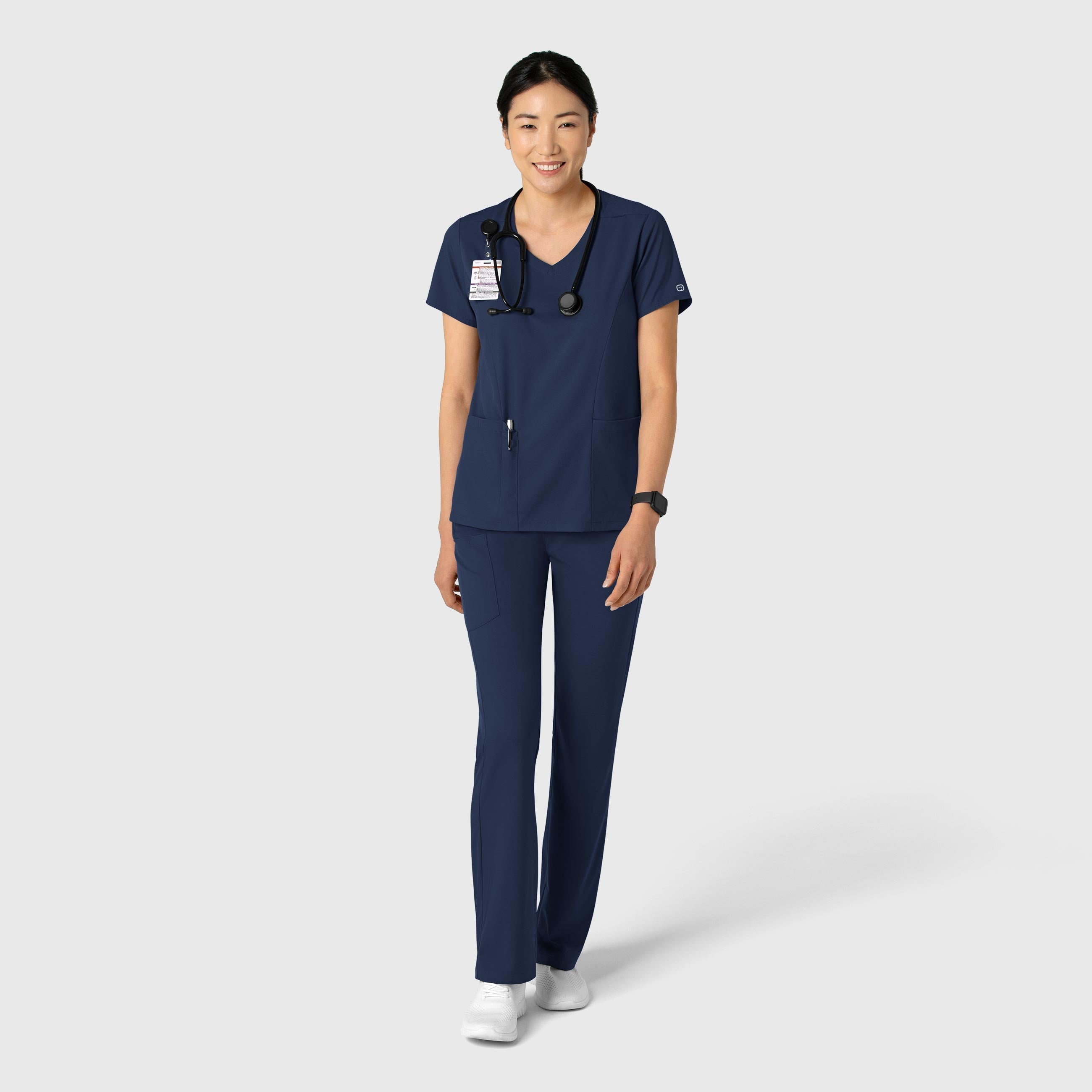 Boundless 6251 2-Pocket V-Neck Scrub Top Navy