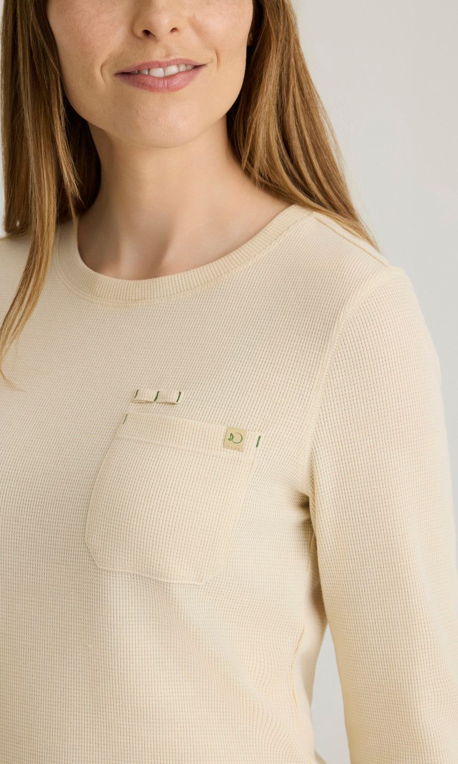 Grey's Anatomy Evolve GSST257 Wanderlust Long Sleeve Top Soft Dune