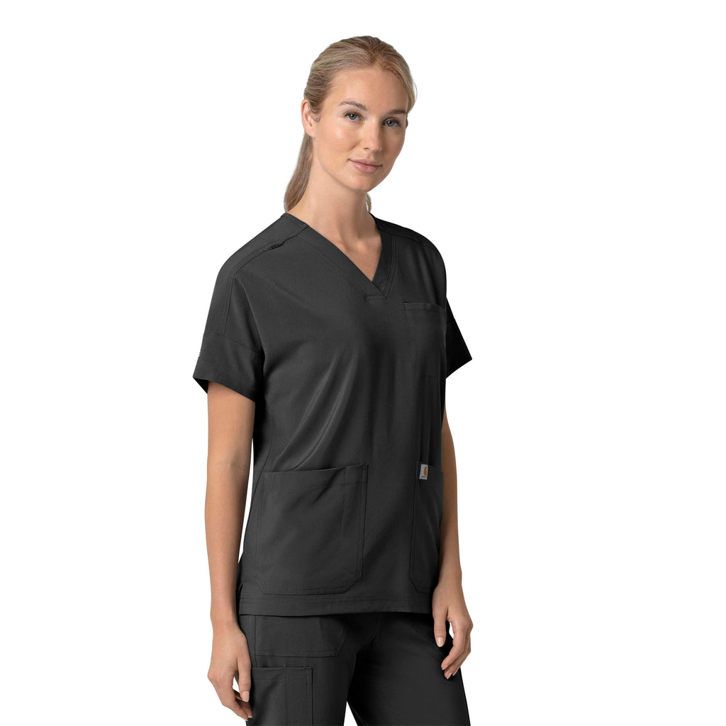 Force Cross-Flex C13110 Oversized V-Neck Scrub Top Black