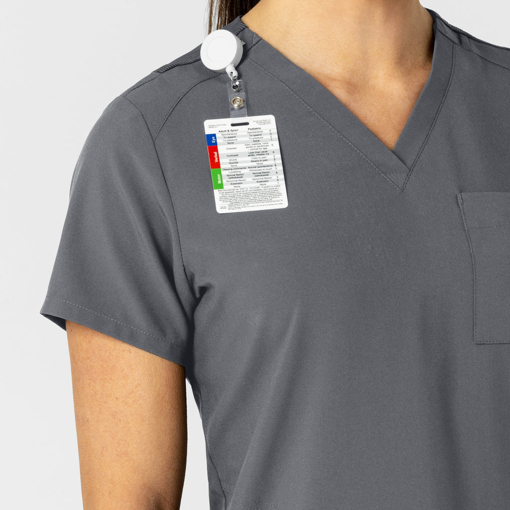 W123 6045 Flex-n-Reach V-Neck Scrub Top Pewter
