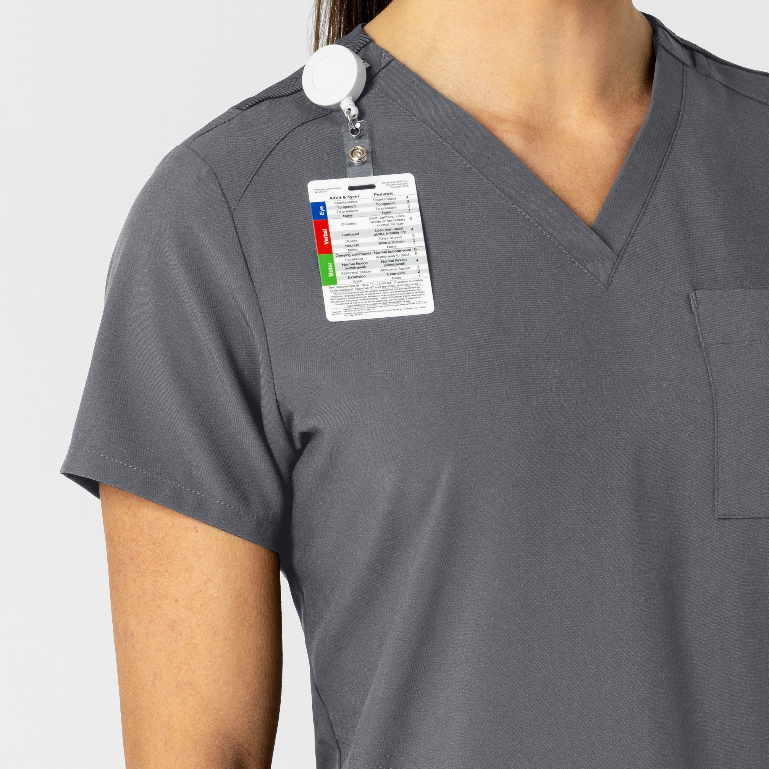 W123 6045 Flex-n-Reach V-Neck Scrub Top Pewter