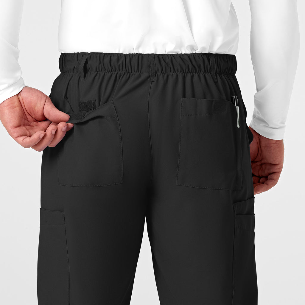 W123 5355 Men's Flat Front Cargo Scrub Pants Black