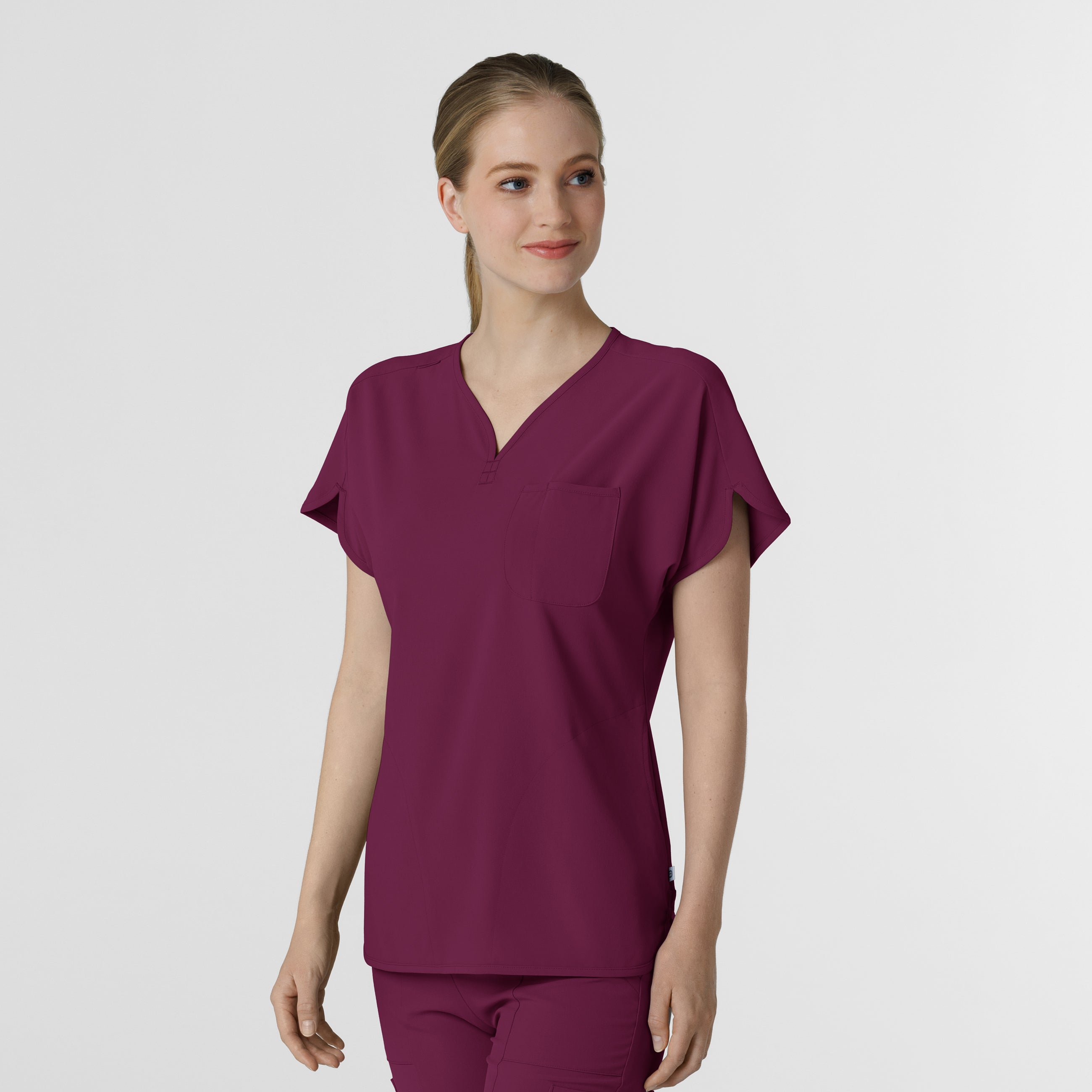 RENEW 6634 Dolman Scrub Top Wine