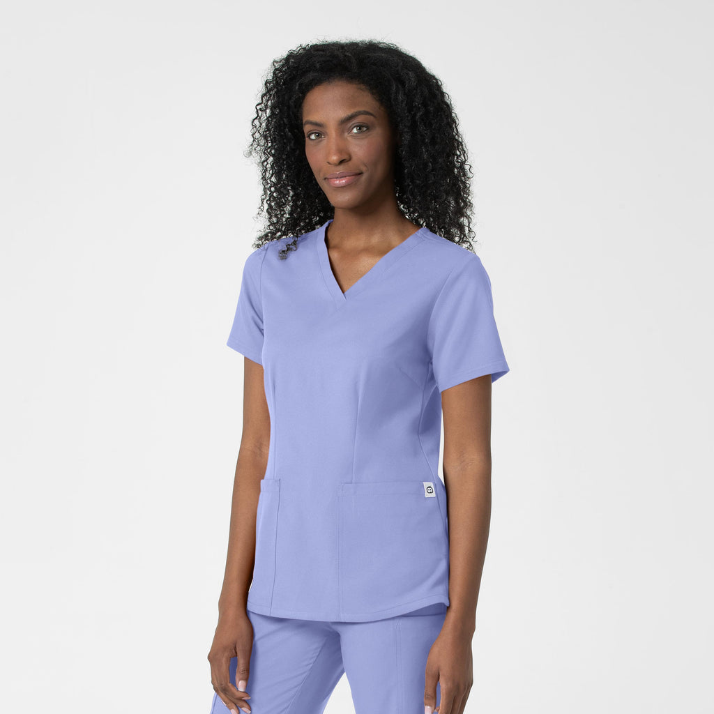 Thrive 6122 Fitted 3-Pocket V-Neck Scrub Top Ceil Blue