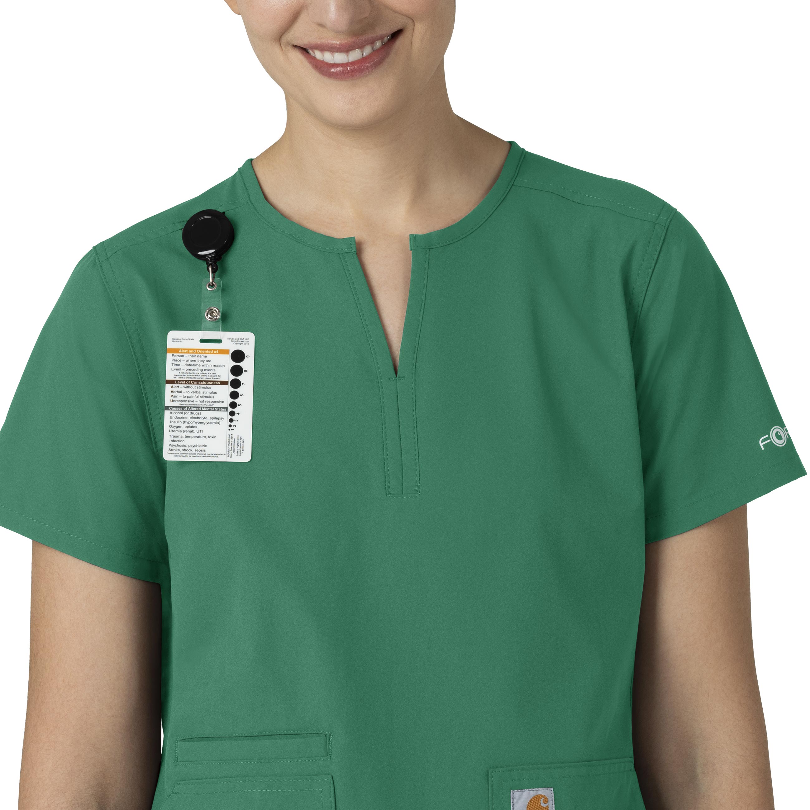 Force Essentials C12213 Notch Neck Tunic Scrub Top Hunter