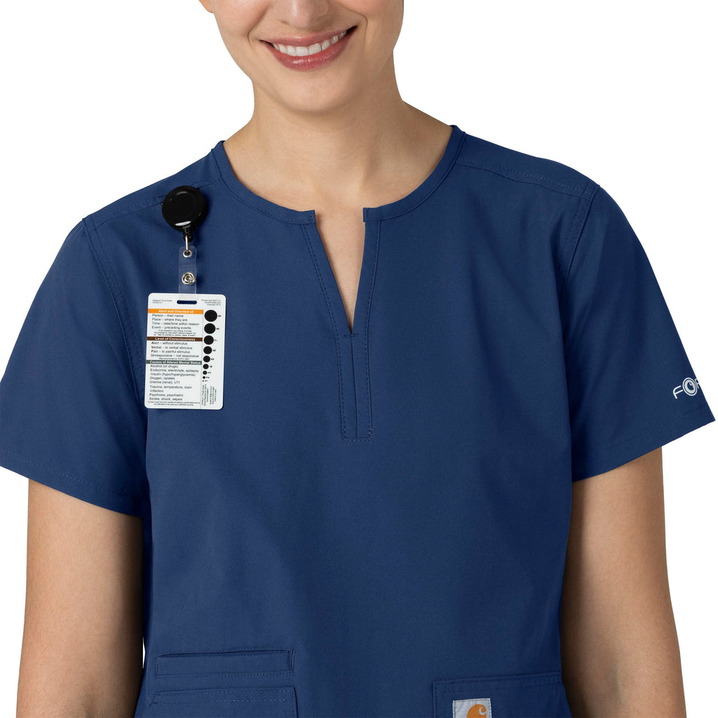 Force Essentials C12213 Notch Neck Tunic Scrub Top Navy