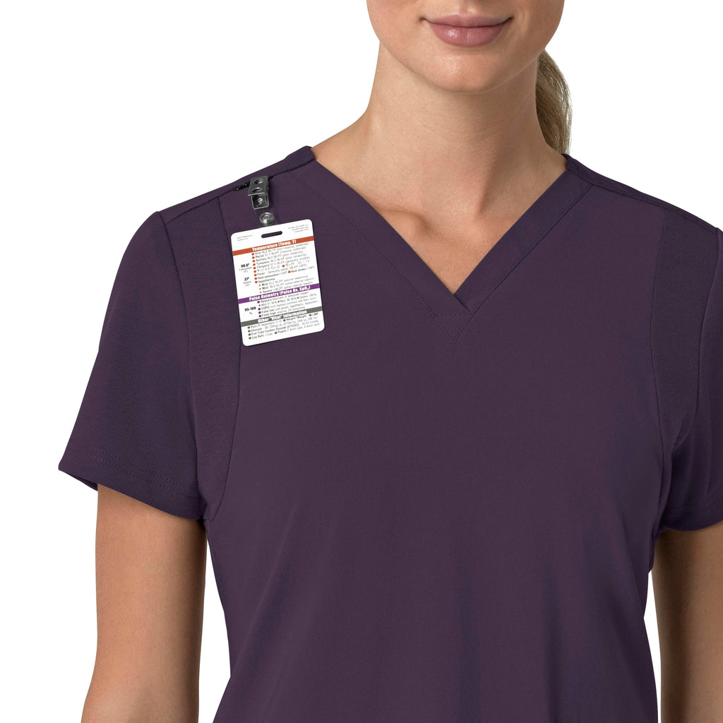 Force Cross-Flex C13210 Flex Panel V-Neck Scrub Top Black Plum