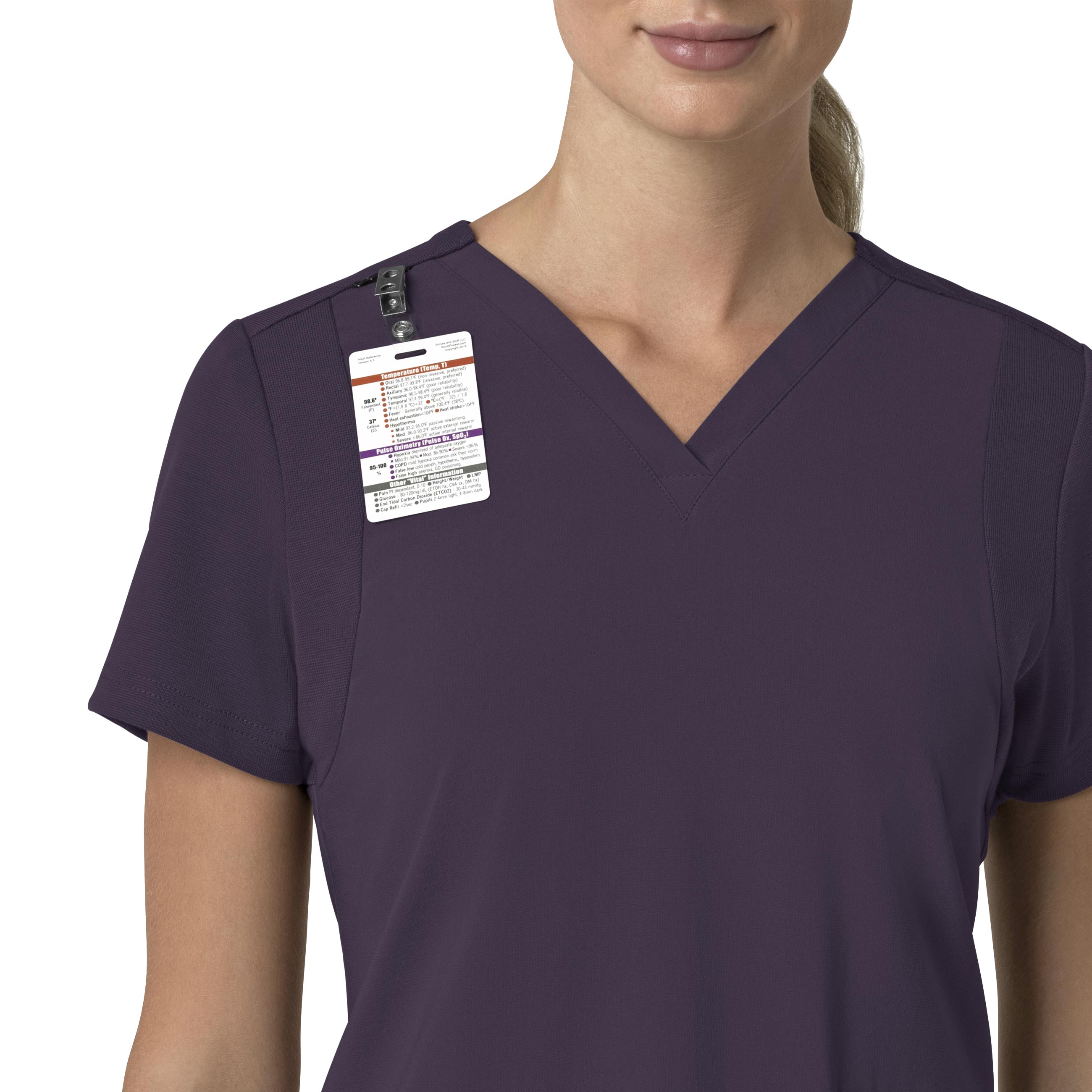 Force Cross-Flex C13210 Flex Panel V-Neck Scrub Top Black Plum