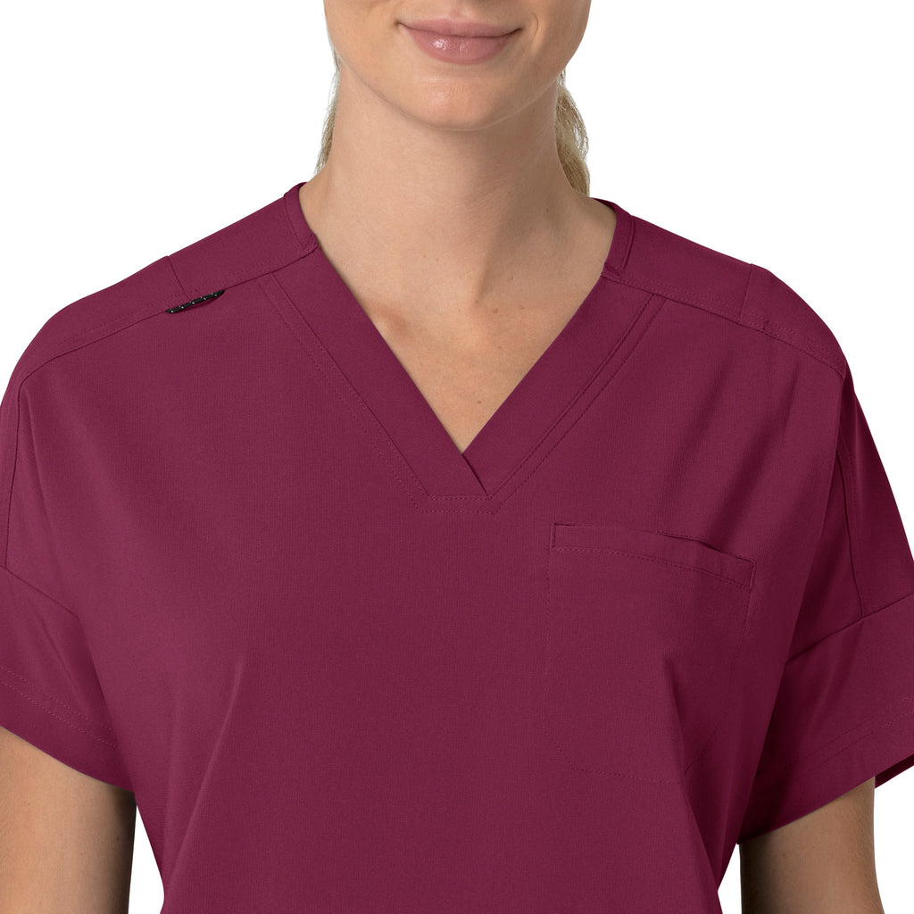 Force Cross-Flex C13110 Oversized V-Neck Scrub Top Wine