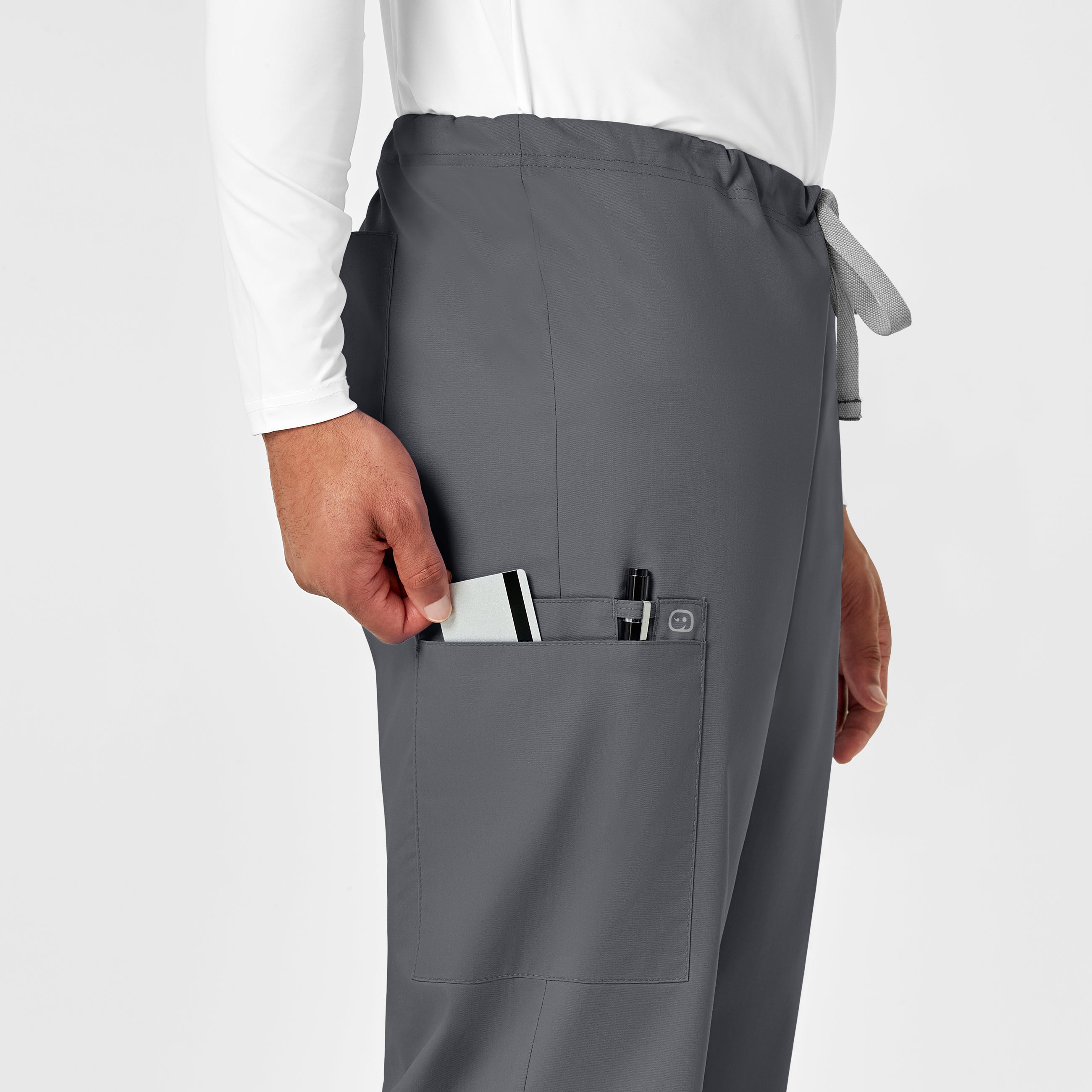 WonderWORK 500 Unisex Drawstring Cargo Scrub Pants Pewter
