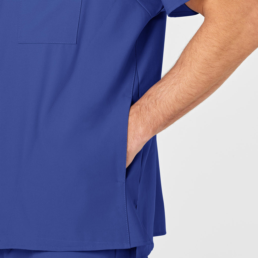 W123 6355 Men's V-Neck Scrub Top Galaxy Blue