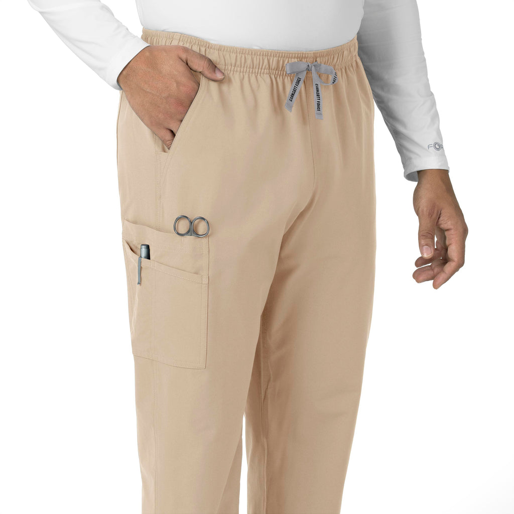 Force Essentials C55013 Unisex Elastic Waist Cargo Scrub Pants Khaki
