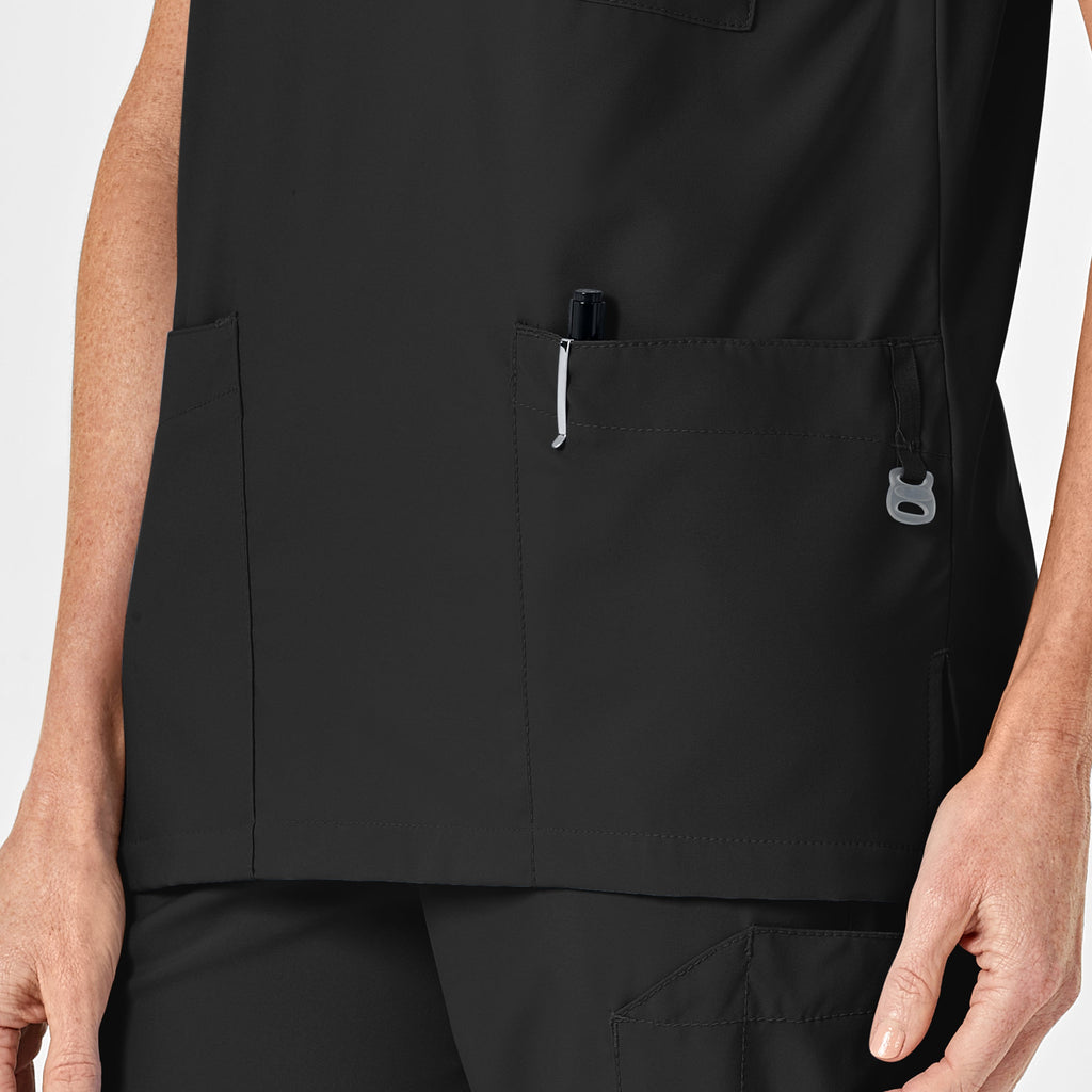 W123 6855 Unisex 4 Pocket Utility Scrub Top Black