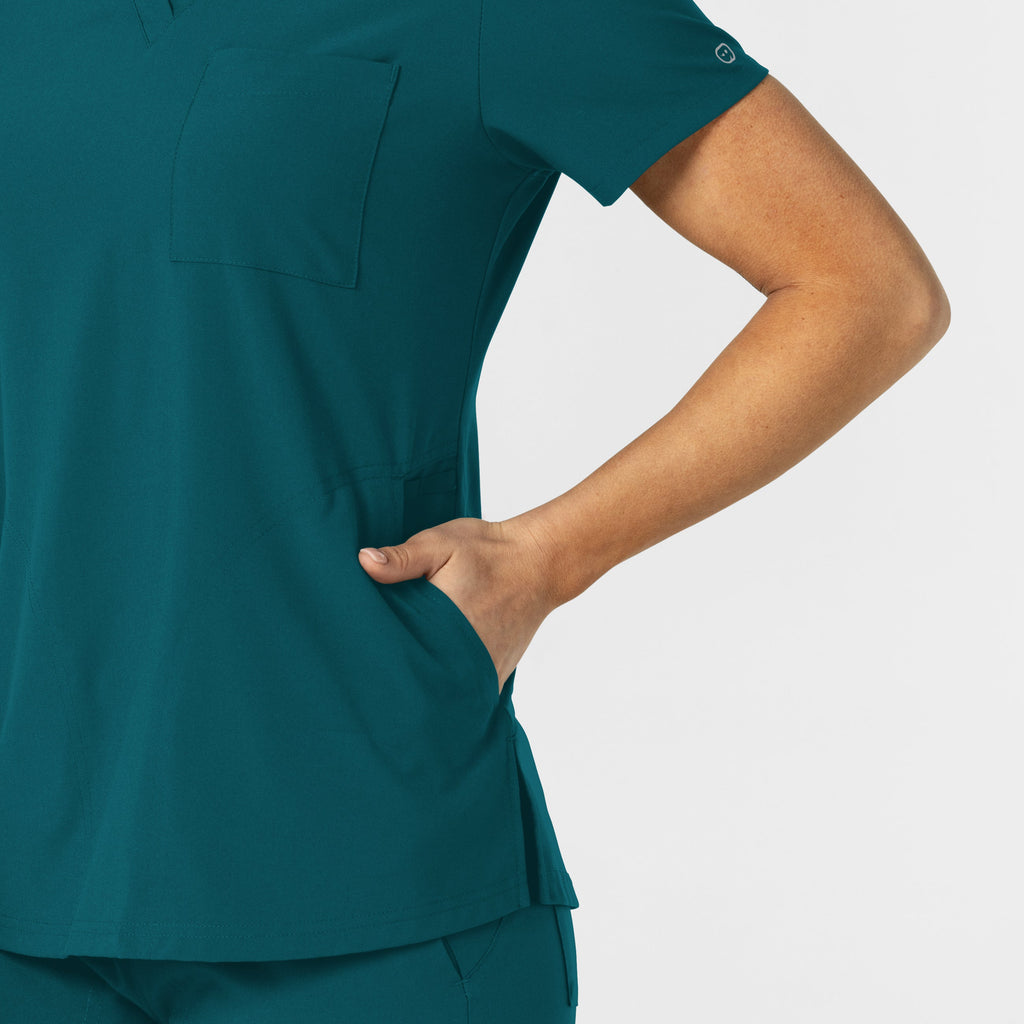 W123 6045 Flex-n-Reach V-Neck Scrub Top Caribbean