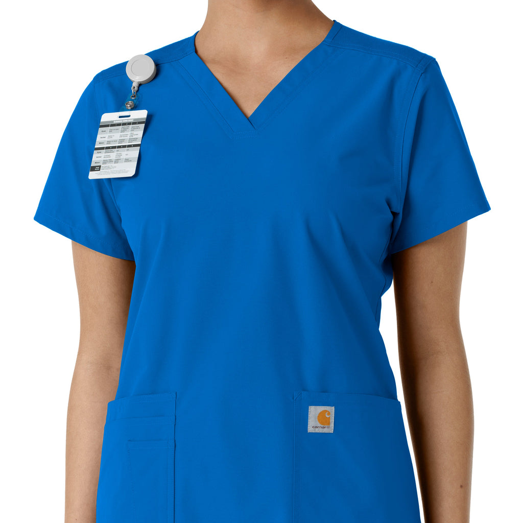 Force Essentials C12313 V-Neck Knit Panel Scrub Top Royal