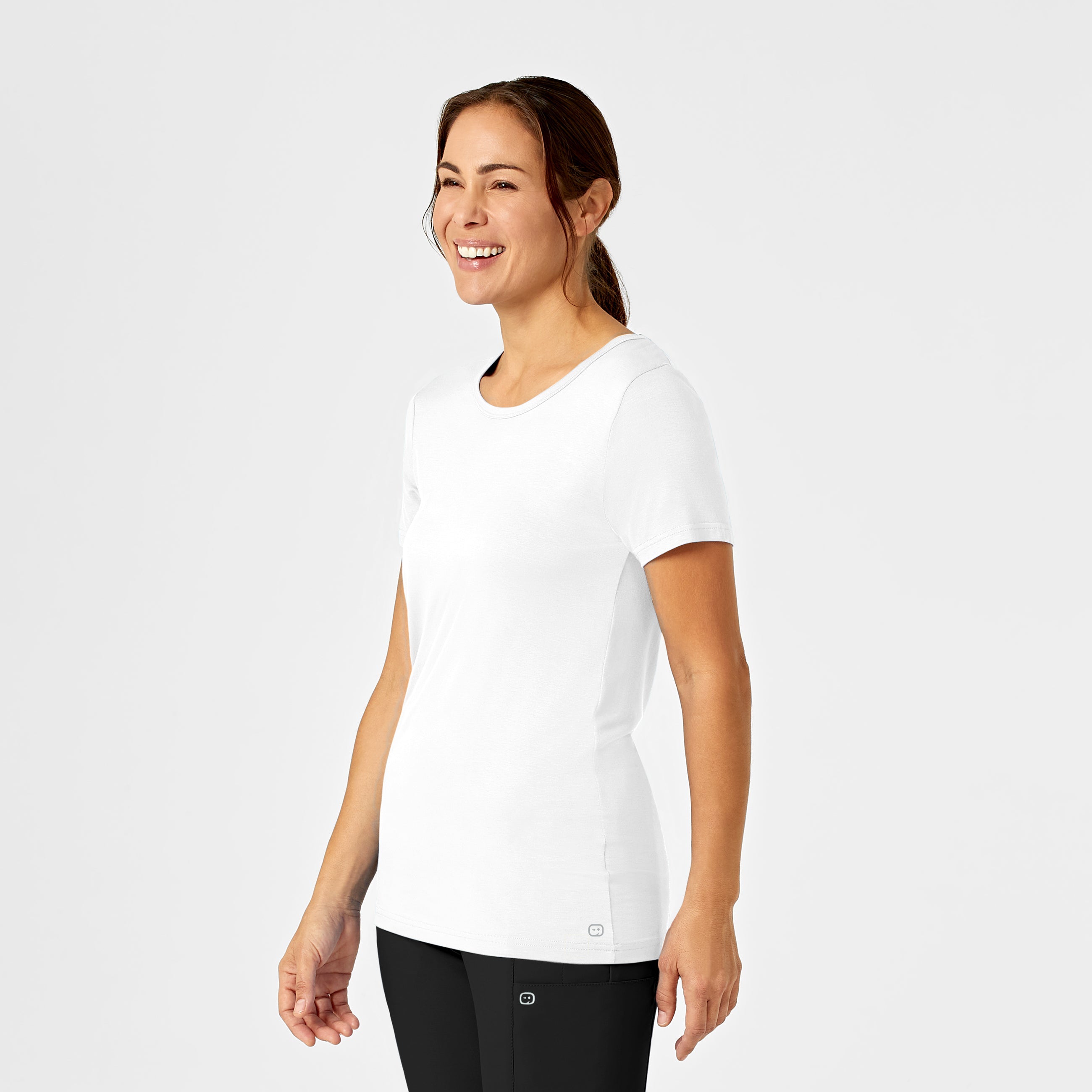 Layers 2209 Silky Knit Short Sleeve Tee White