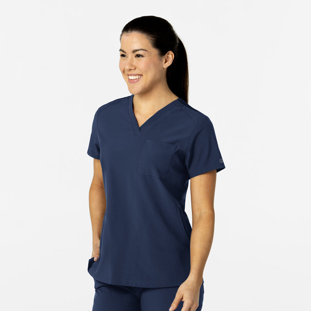W123 6045 Flex-n-Reach V-Neck Scrub Top Navy
