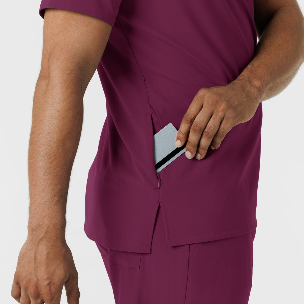 RENEW 6834 Men's V-Neck 5 Pocket Scrub Top Wine