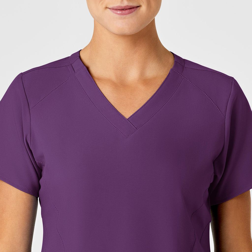 W123 6155 Stylized V-Neck Scrub Top Eggplant