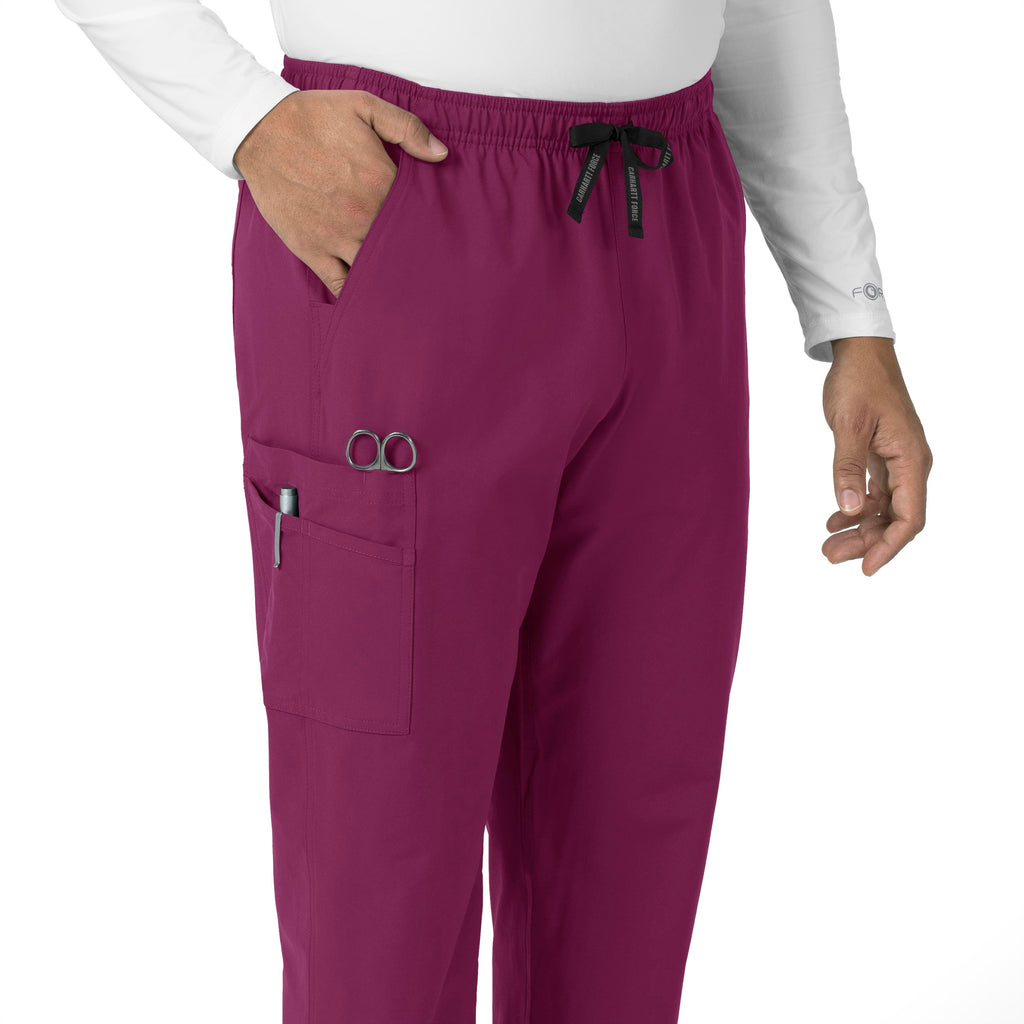 Force Essentials C55013 Unisex Elastic Waist Cargo Scrub Pants Wine