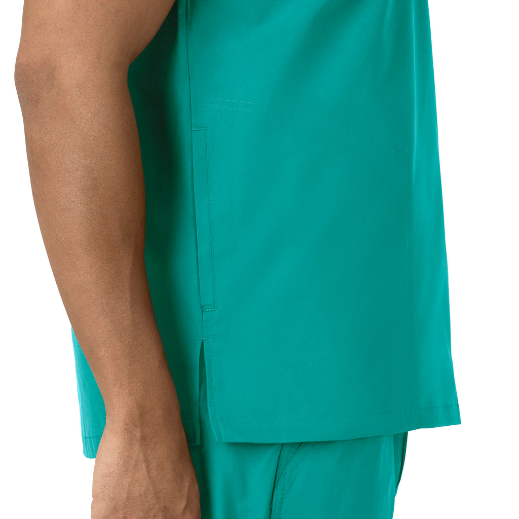 Force Essentials C16113 Men's V-Neck Shirttail Scrub Top Teal Blue