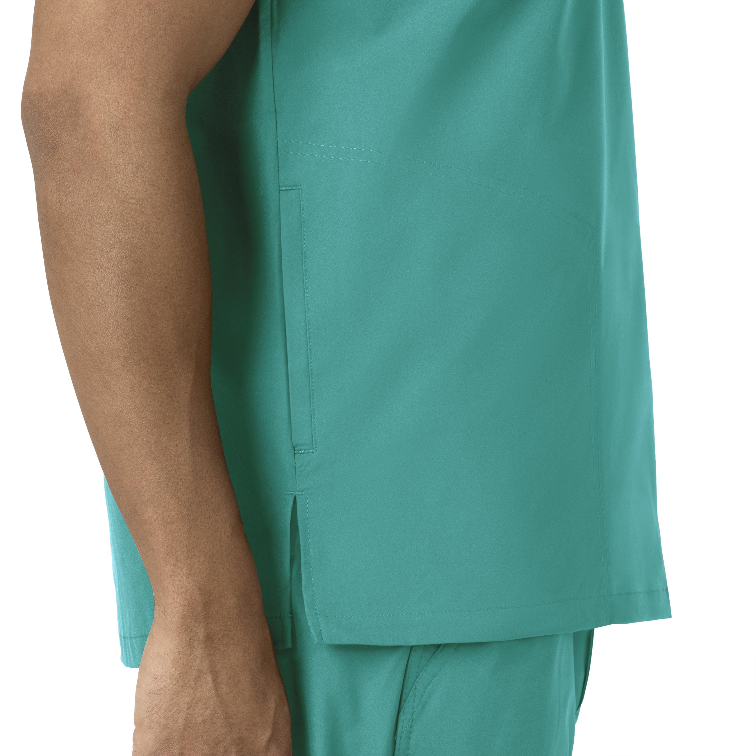 Force Essentials C16113 Men's V-Neck Shirttail Scrub Top Teal Blue