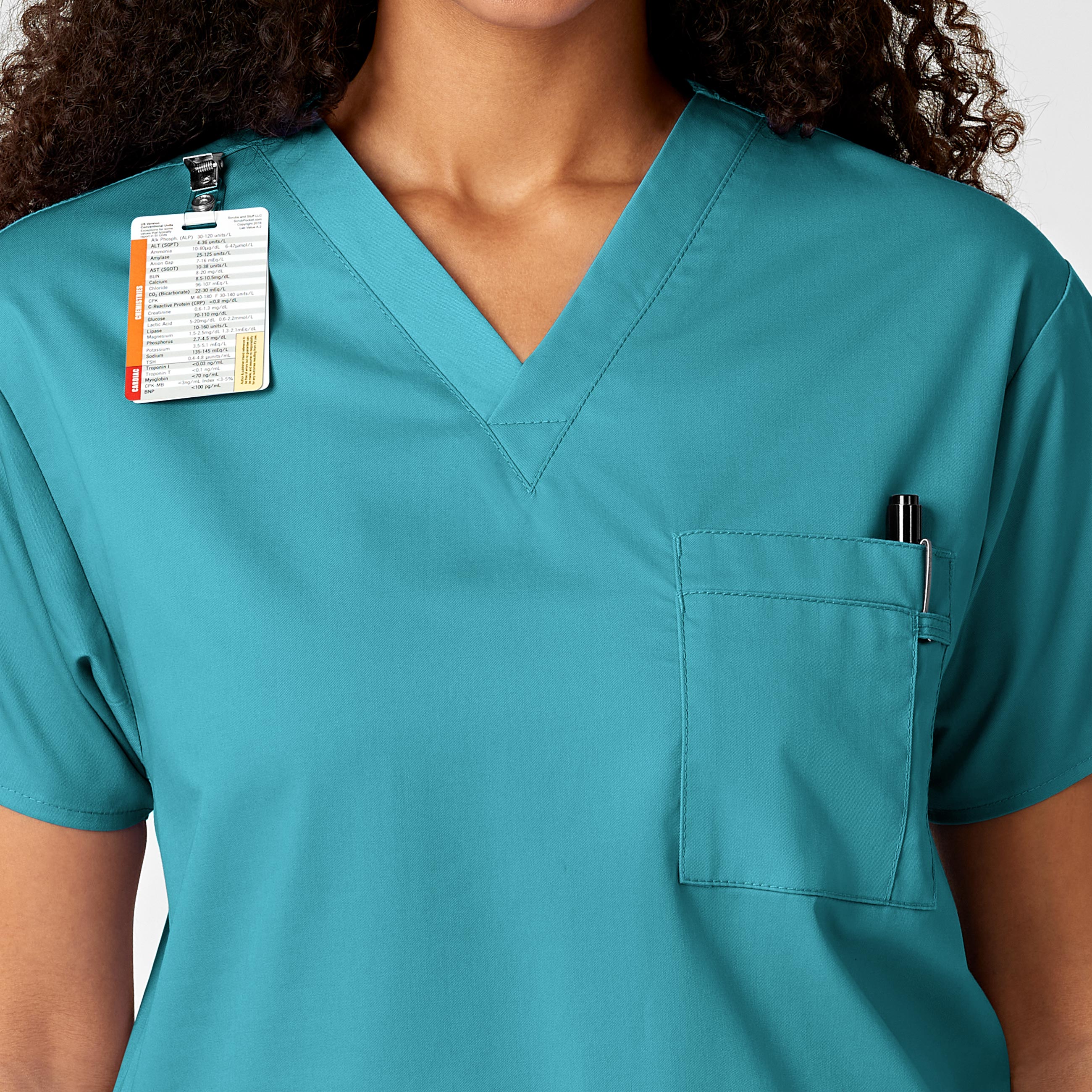 WonderWORK 100 Unisex V-Neck Scrub Top Teal Blue