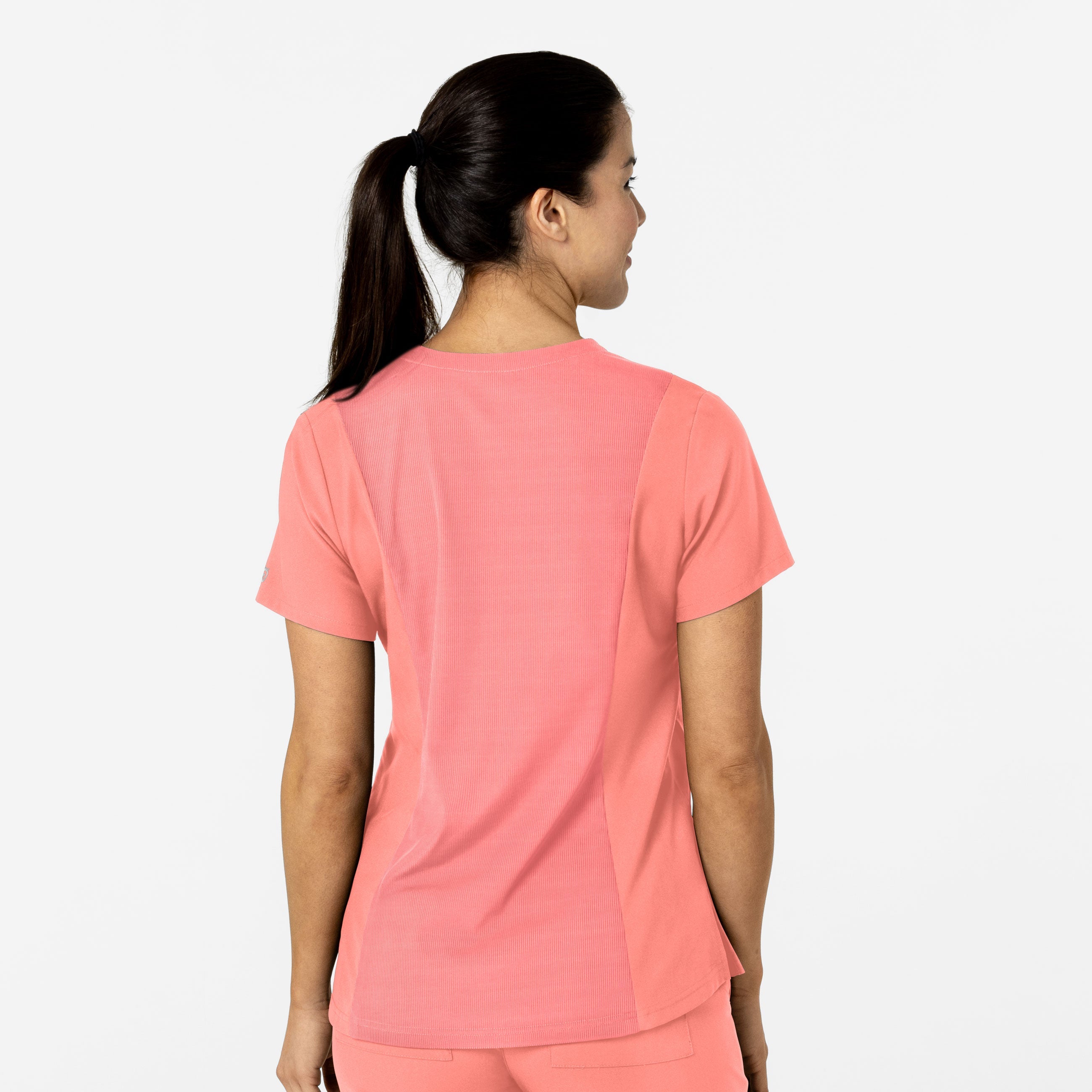 W123 6045 Women's Flex-n-Reach V-Neck Scrub Top Paradise Pink