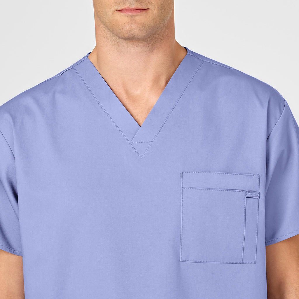 WonderWORK 100 Unisex V-Neck Scrub Top Ceil Blue