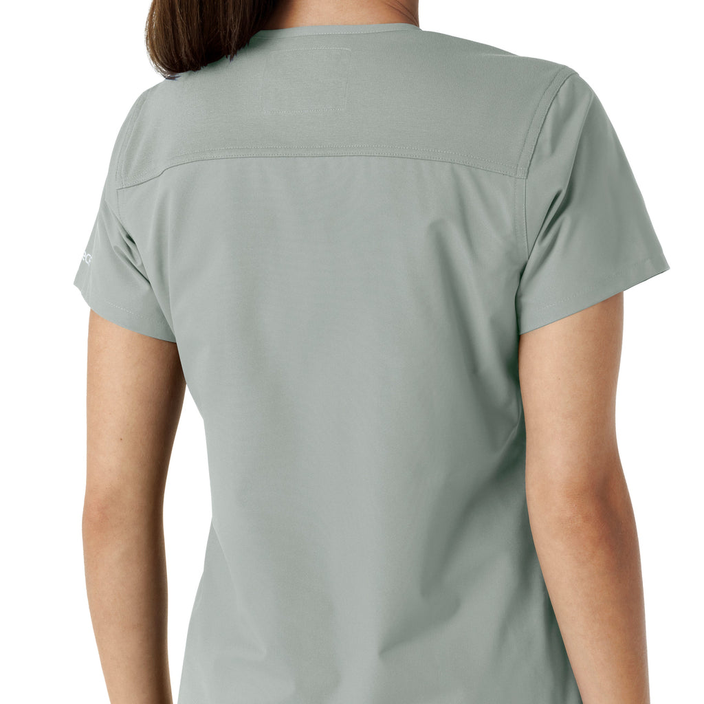 Force Essentials C12313 V-Neck Knit Panel Scrub Top Grey