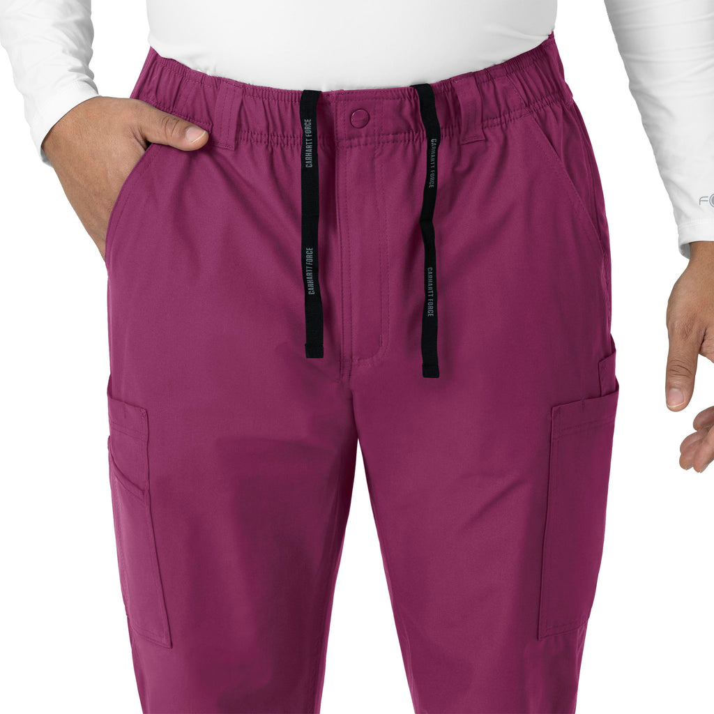 Force Essentials C56113 Men's Straight Leg Cargo Scrub Pants Wine