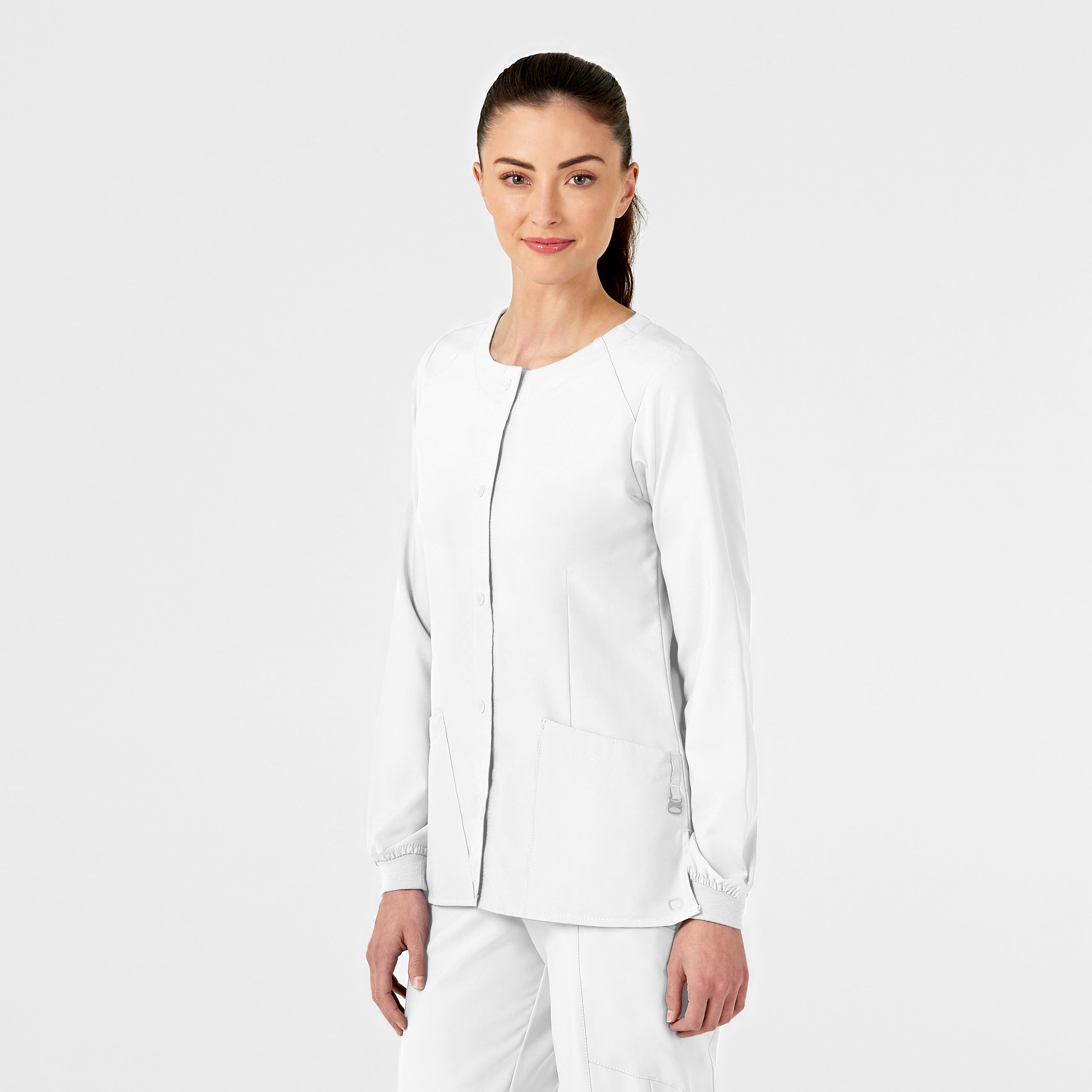 W123 8155 Crew Neck Warm Up Jacket White