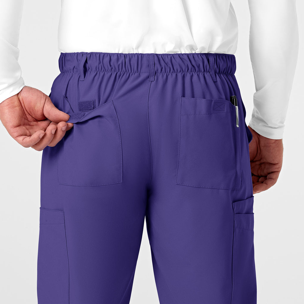 W123 5355 Men's Flat Front Cargo Scrub Pants Grape