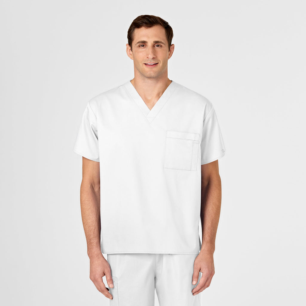 WonderWORK 100 Unisex V-Neck Scrub Top White