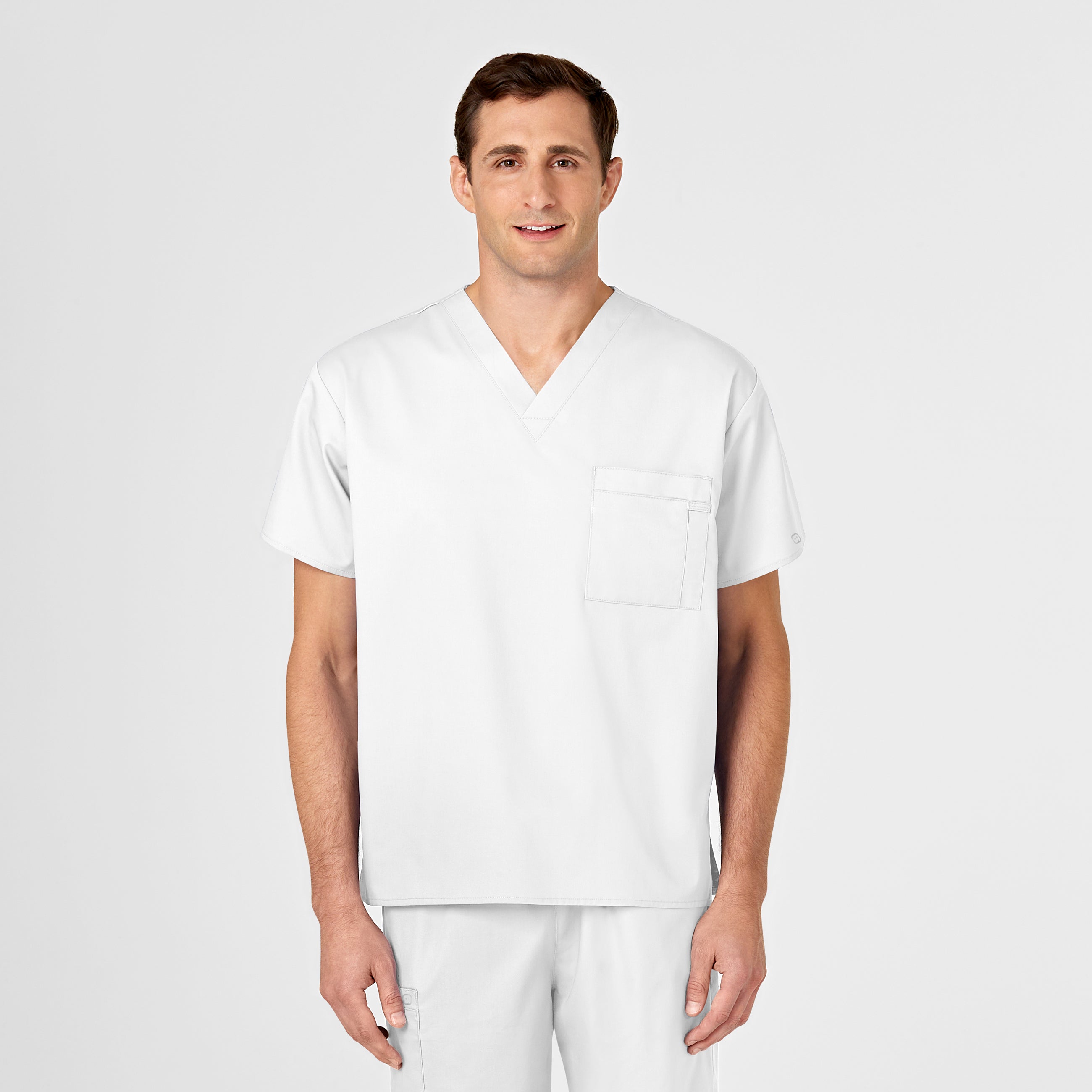 WonderWORK 100 Unisex V-Neck Scrub Top White
