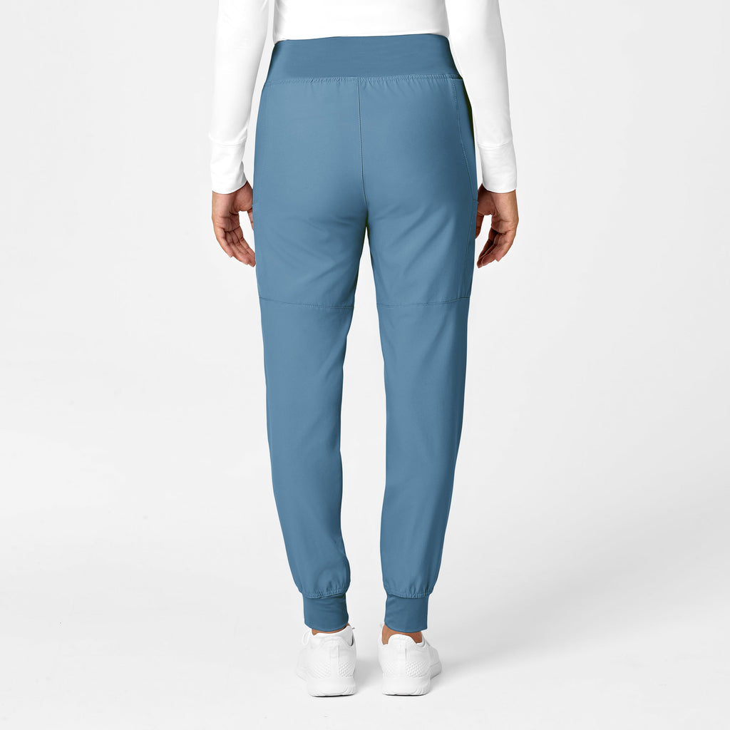 W123 5555 Women's Comfort Waist Cargo Jogger Scrub Pants Pacific Blue