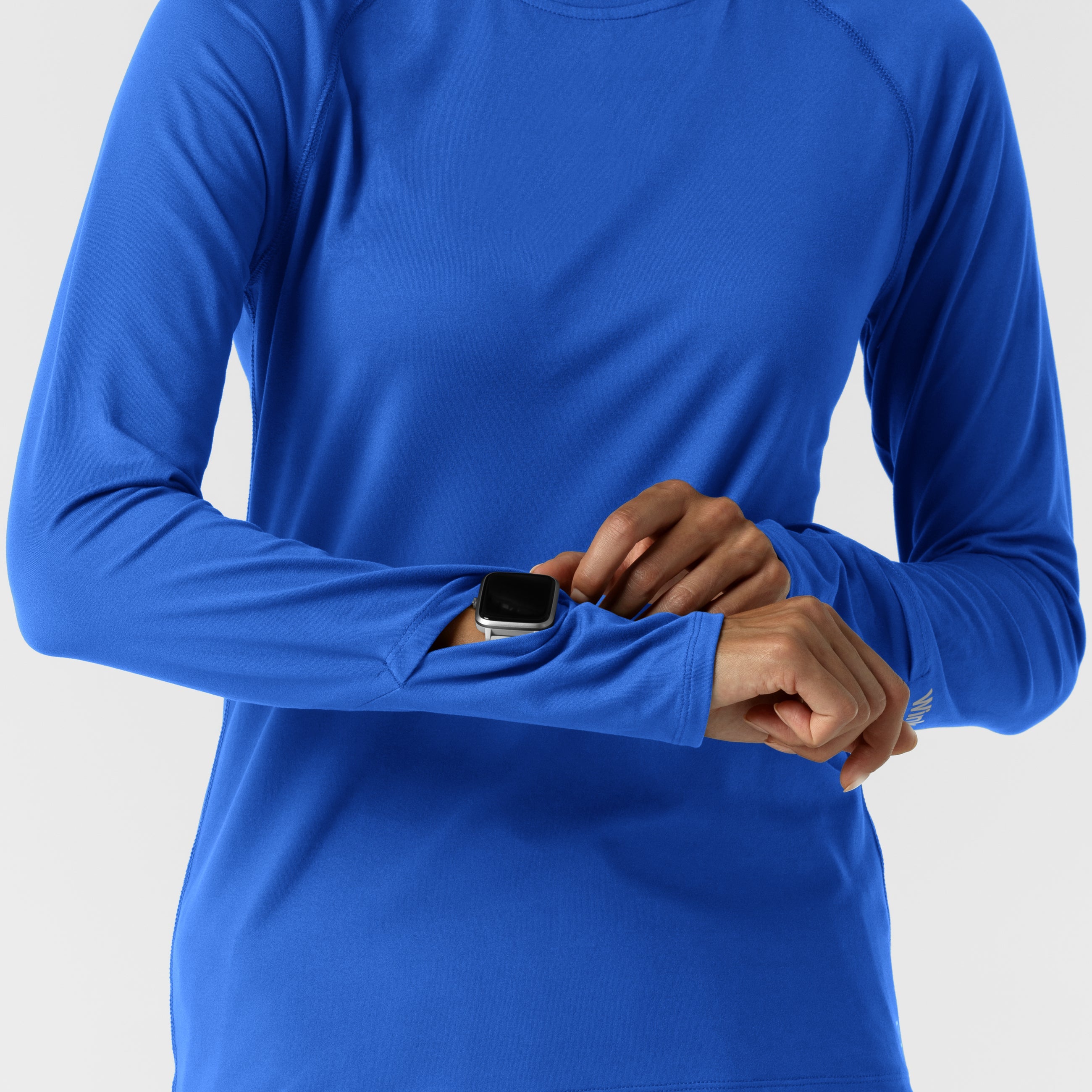 Layers 2139 Women's Watch Window Long Sleeve Underscrub Top Royal