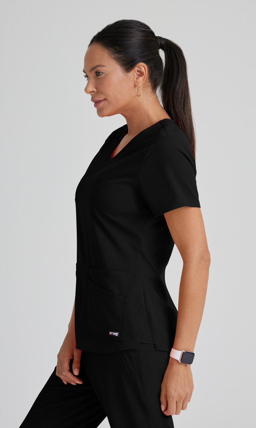 Grey's Anatomy Stretch GRST011 Emma Scrub Top Black
