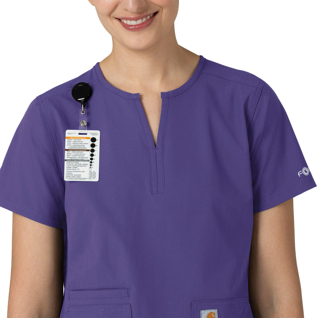 Force Essentials C12213 Notch Neck Tunic Scrub Top Grape