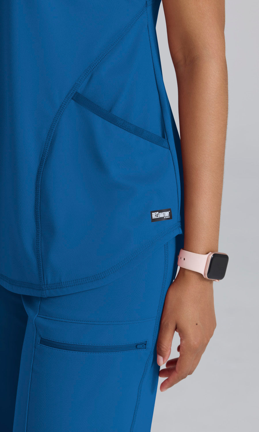 Grey's Anatomy Knits GRST249 Define Knit Scrub Top New Royal