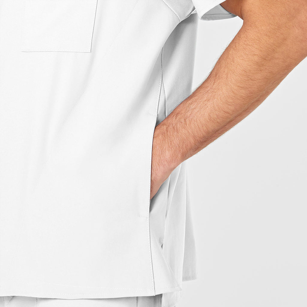 W123 6355 Men's V-Neck Scrub Top White