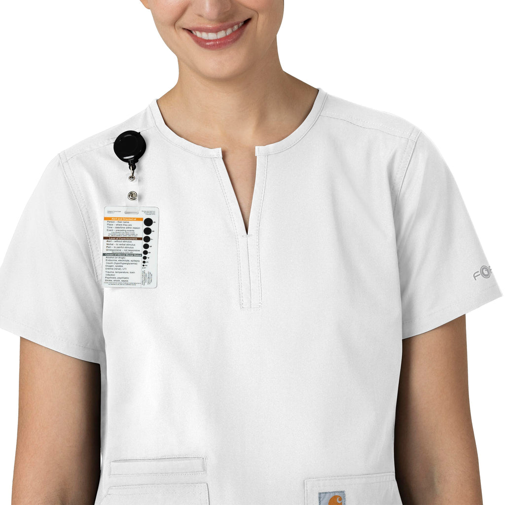 Force Essentials C12213 Notch Neck Tunic Scrub Top White