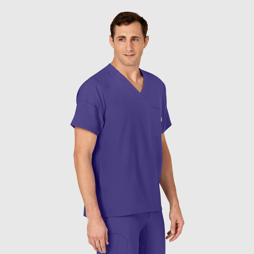 W123 6355 Men's V-Neck Scrub Top Grape