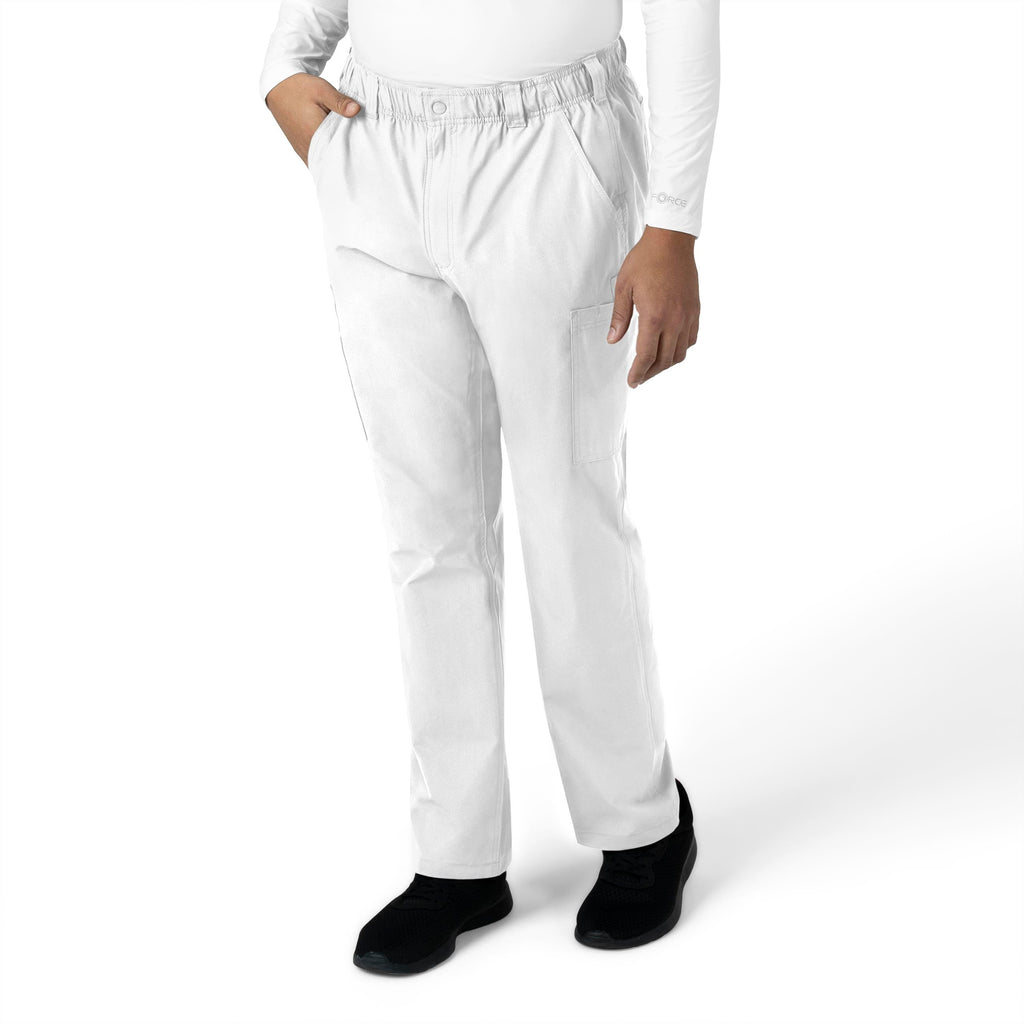Force Essentials C56113 Men's Straight Leg Cargo Scrub Pants White