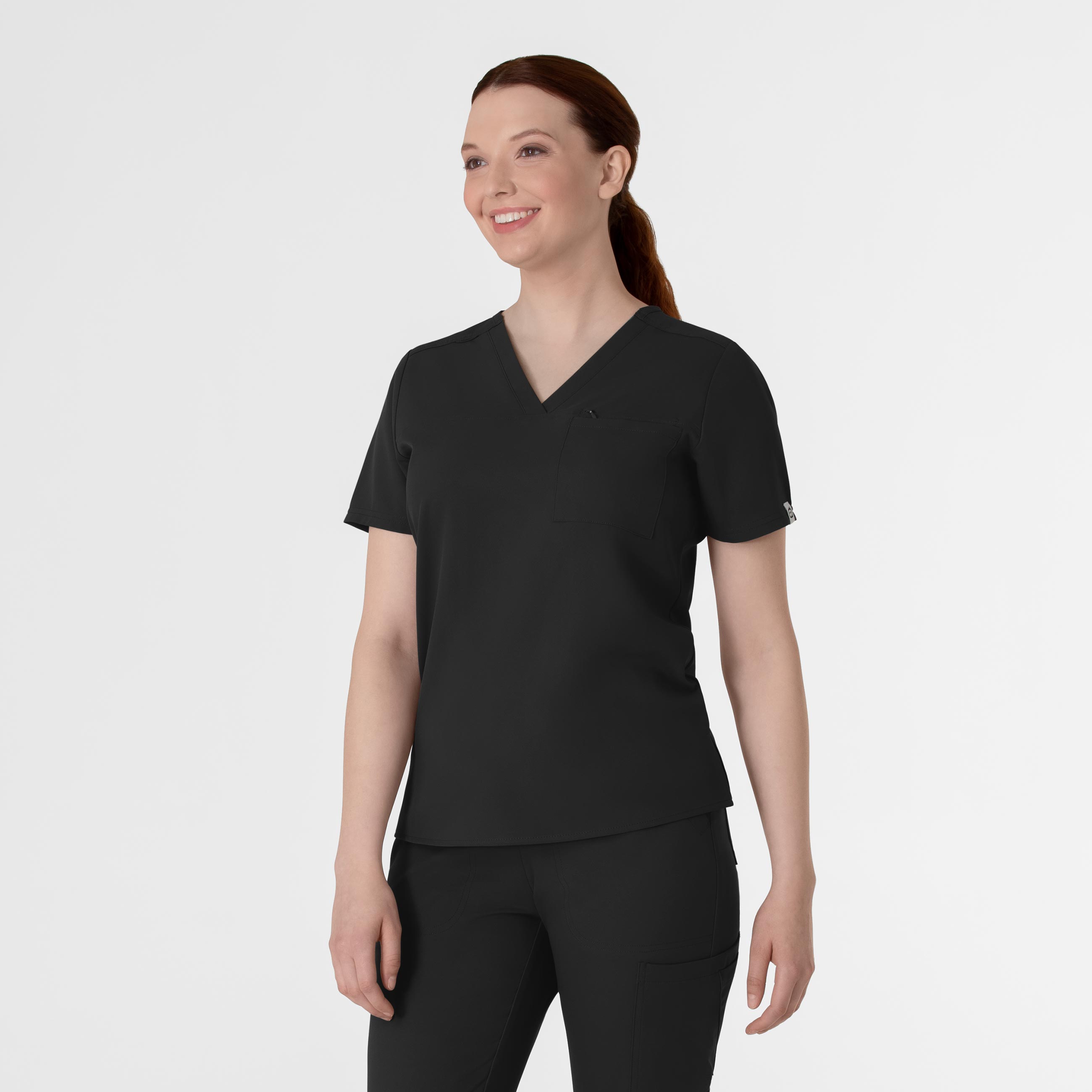 Thrive 6222 V-Neck Tuck-In Scrub Top Black