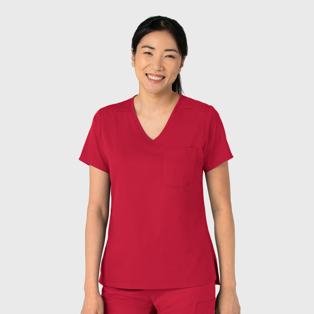 Boundless 6151 Tuck-In Scrub Top Red