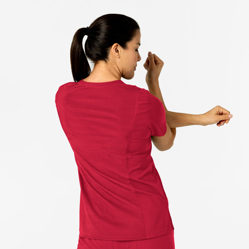 W123 6045 Flex-n-Reach V-Neck Scrub Top Red